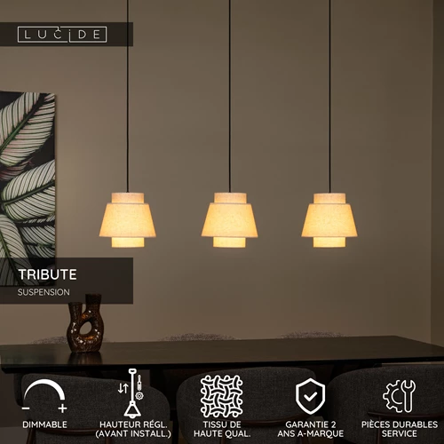 Lucide TRIBUTE - Suspension - 3xE27 - Crème - USP